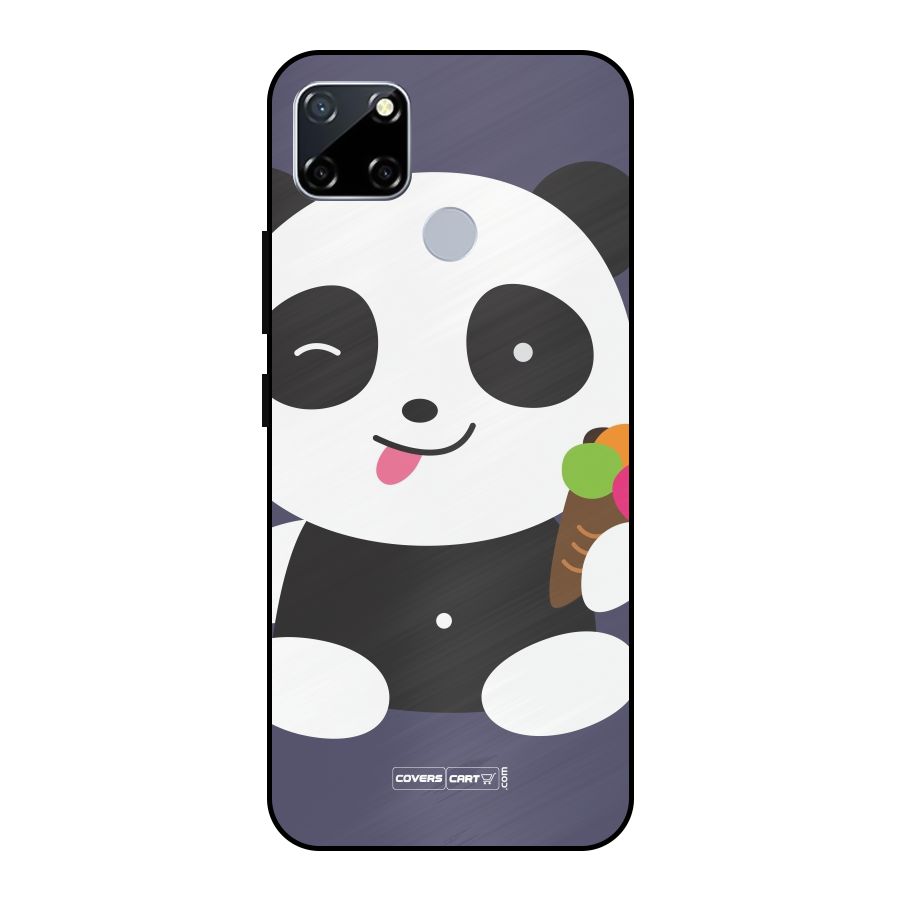 Cute Panda Blue Metal Back Case for Realme Narzo 20