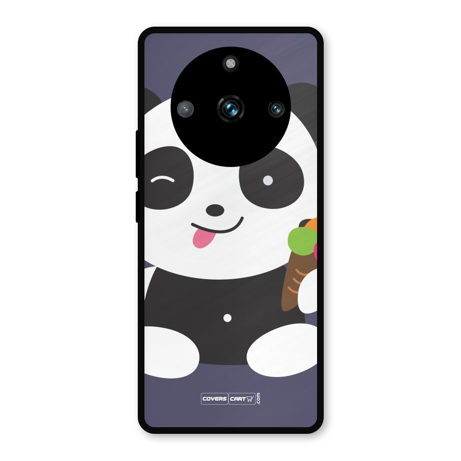 Cute Panda Blue Metal Back Case for Realme Narzo 60 Pro