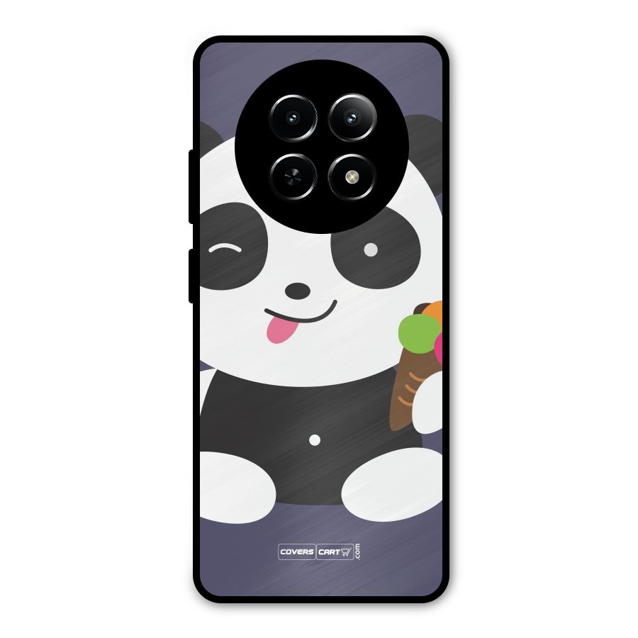Cute Panda Blue Metal Back Case for Realme Narzo N65