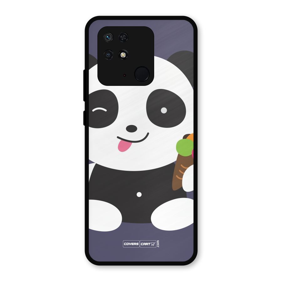 Cute Panda Blue Metal Back Case for Redmi 10