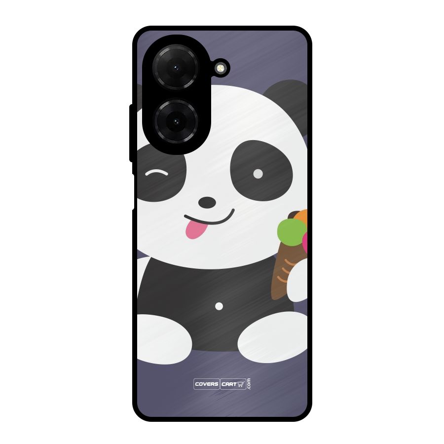 Cute Panda Blue Metal Back Case for Redmi A5 4G