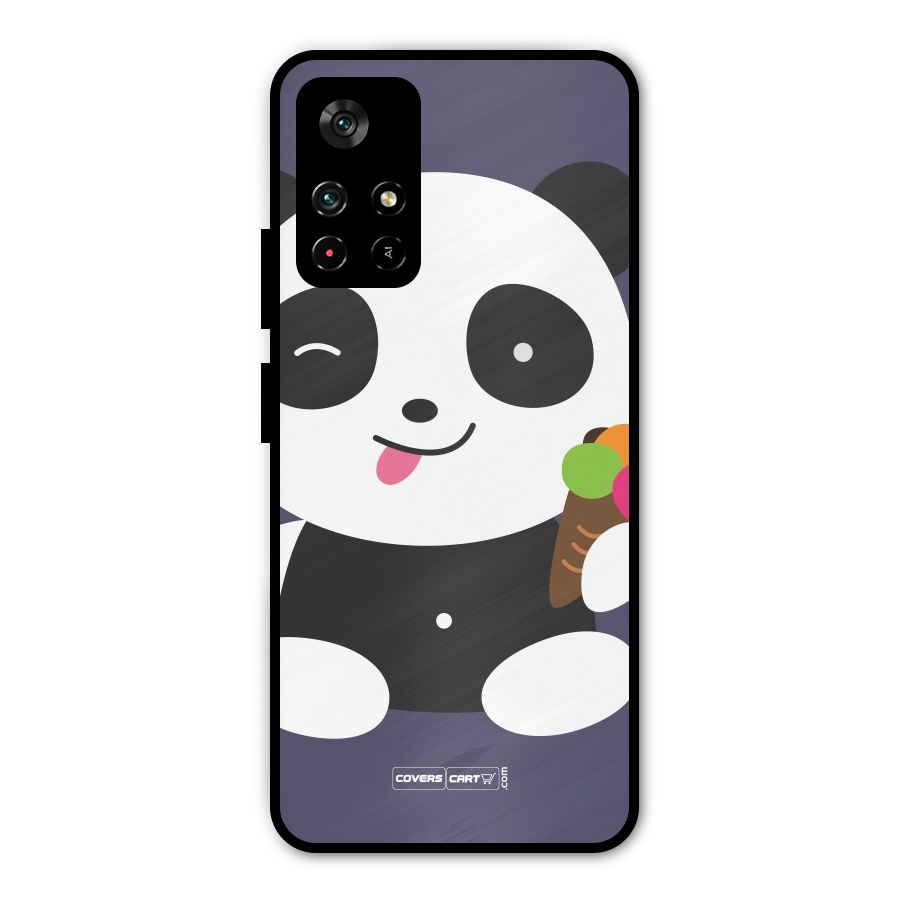 Cute Panda Blue Metal Back Case for Redmi Note 11T 5G