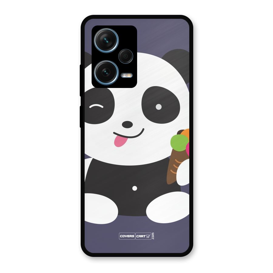 Cute Panda Blue Metal Back Case for Redmi Note 12 Pro Plus 5G