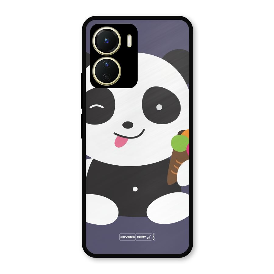 Cute Panda Blue Metal Back Case for Vivo T2x