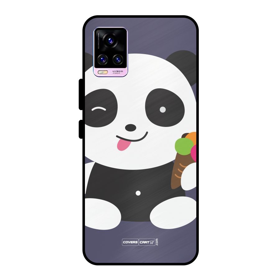 Cute Panda Blue Metal Back Case for Vivo V20 Pro