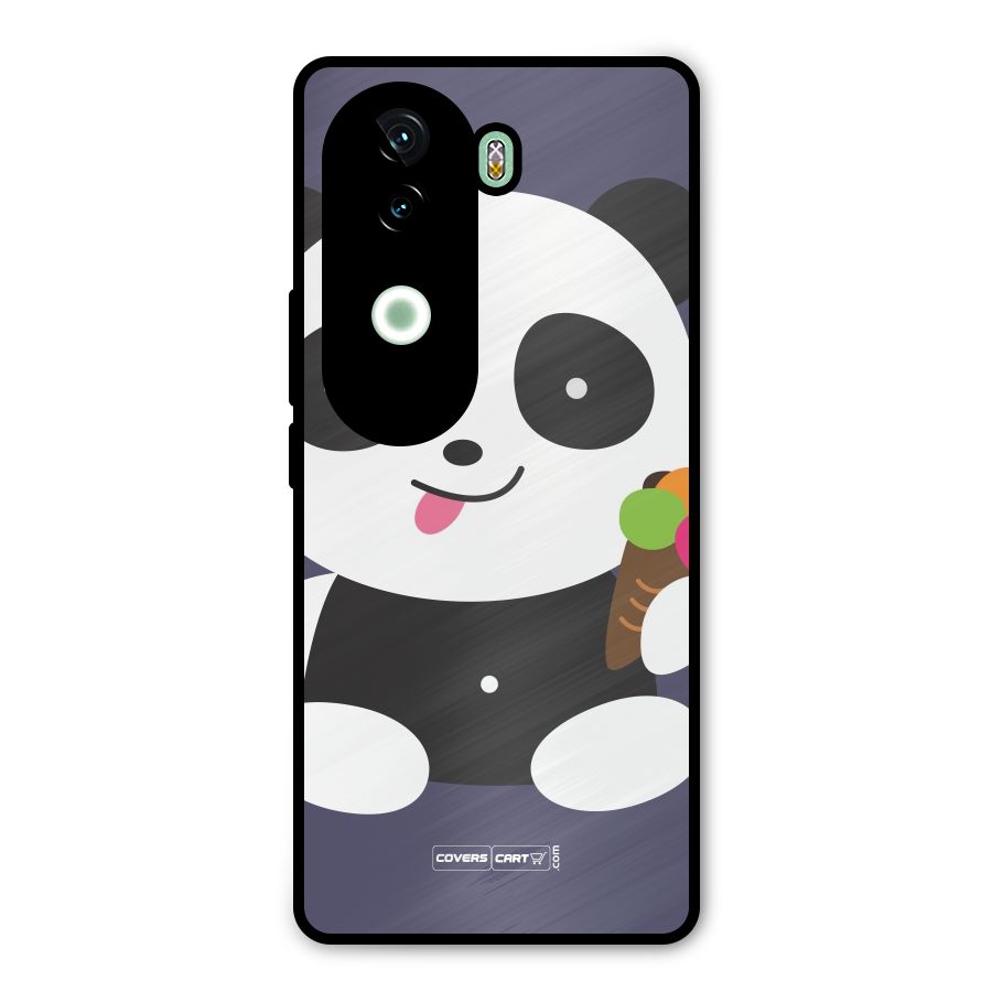 Cute Panda Blue Metal Back Case for iQOO Z9s