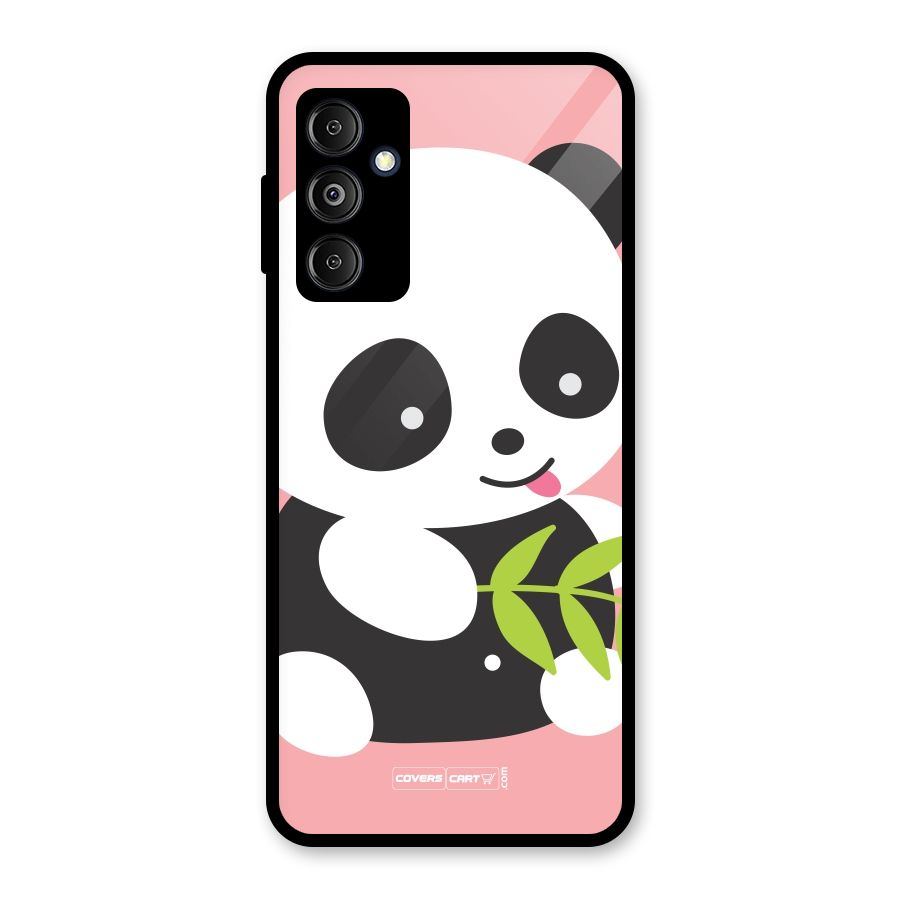 Cute Panda Pink Glass Back Case for Galaxy M14 5G