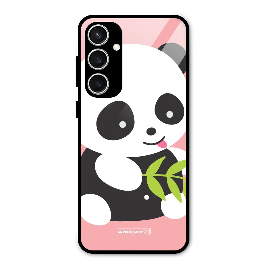 Cute Panda Pink Glass Back Case for Galaxy S23 FE
