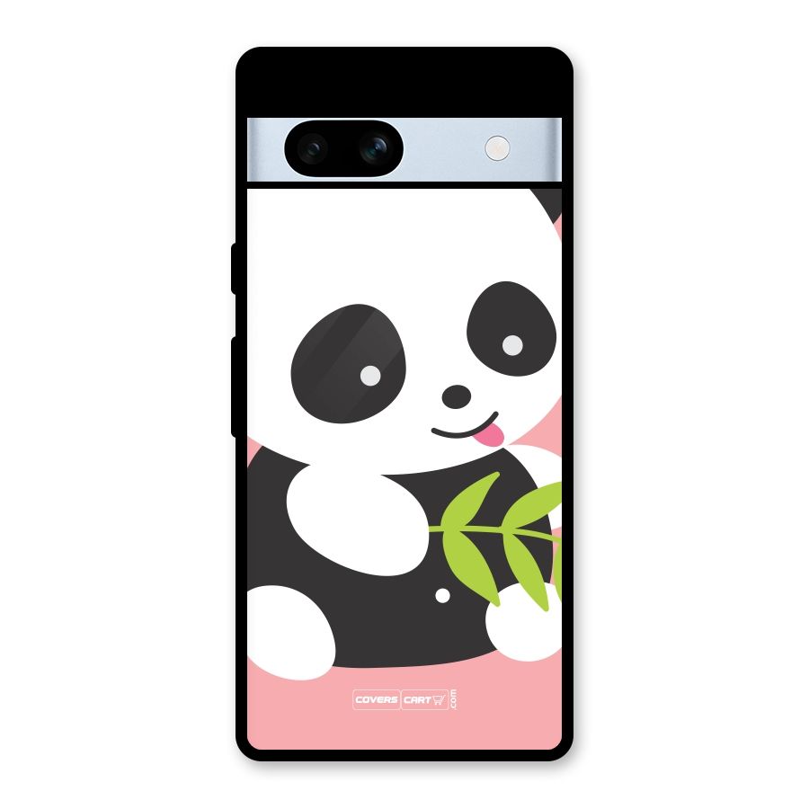 Cute Panda Pink Glass Back Case for Google Pixel 7a