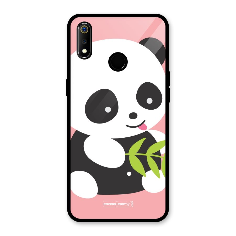 Cute Panda Pink Glass Back Case for Realme 3i