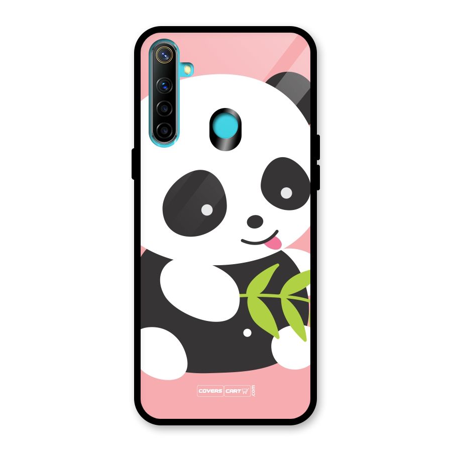 Cute Panda Pink Glass Back Case for Realme Narzo 10