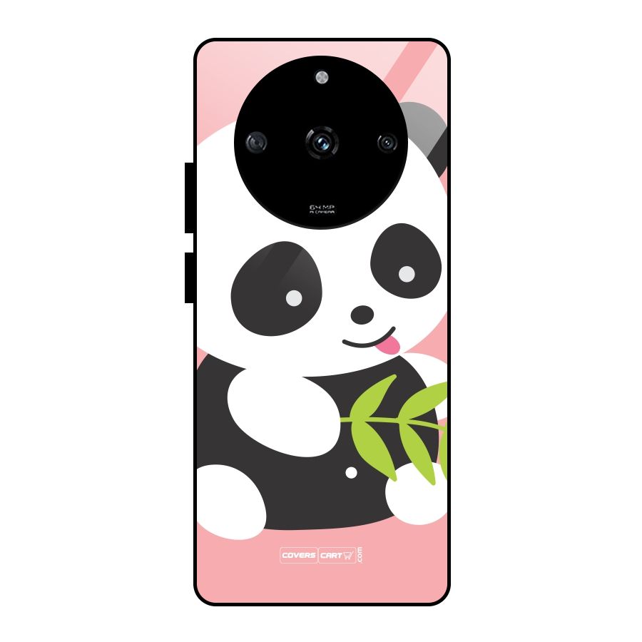 Cute Panda Pink Glass Back Case for Realme Narzo 60 5G