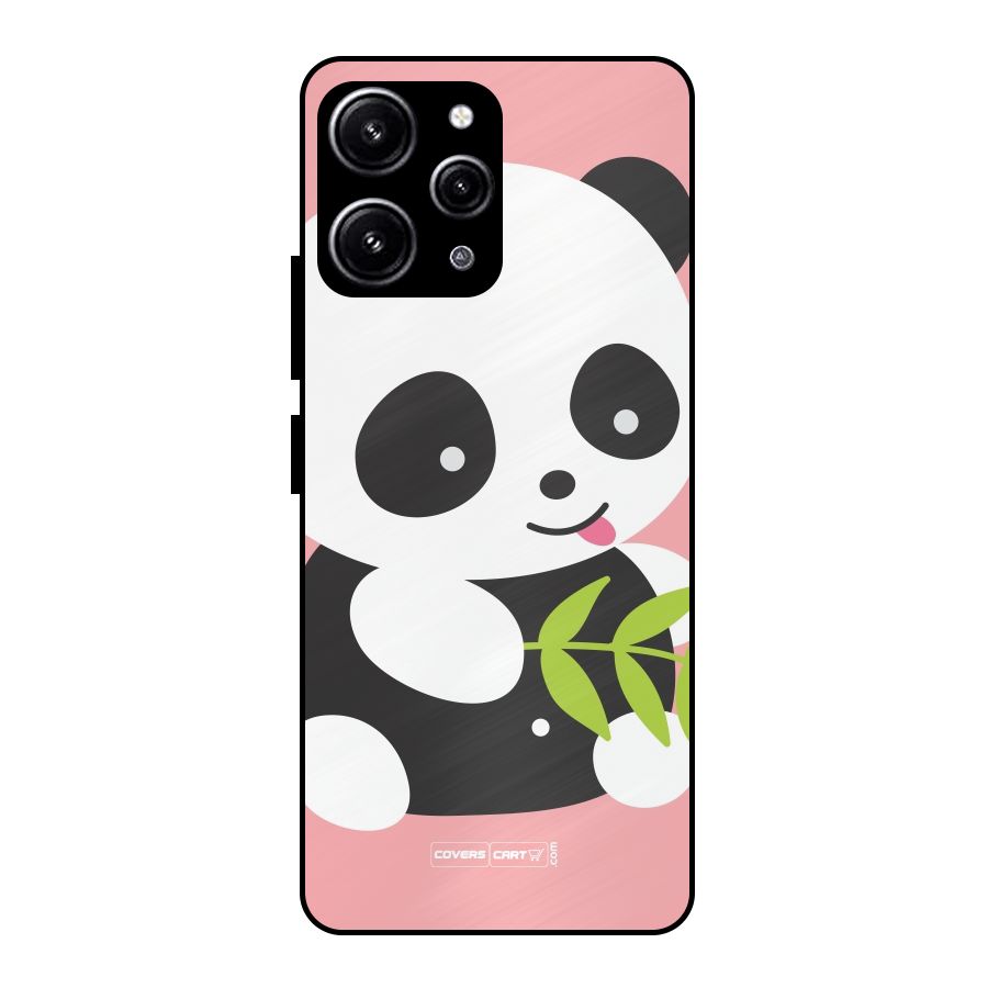 Cute Panda Pink Glass Back Case for Redmi 12 4G