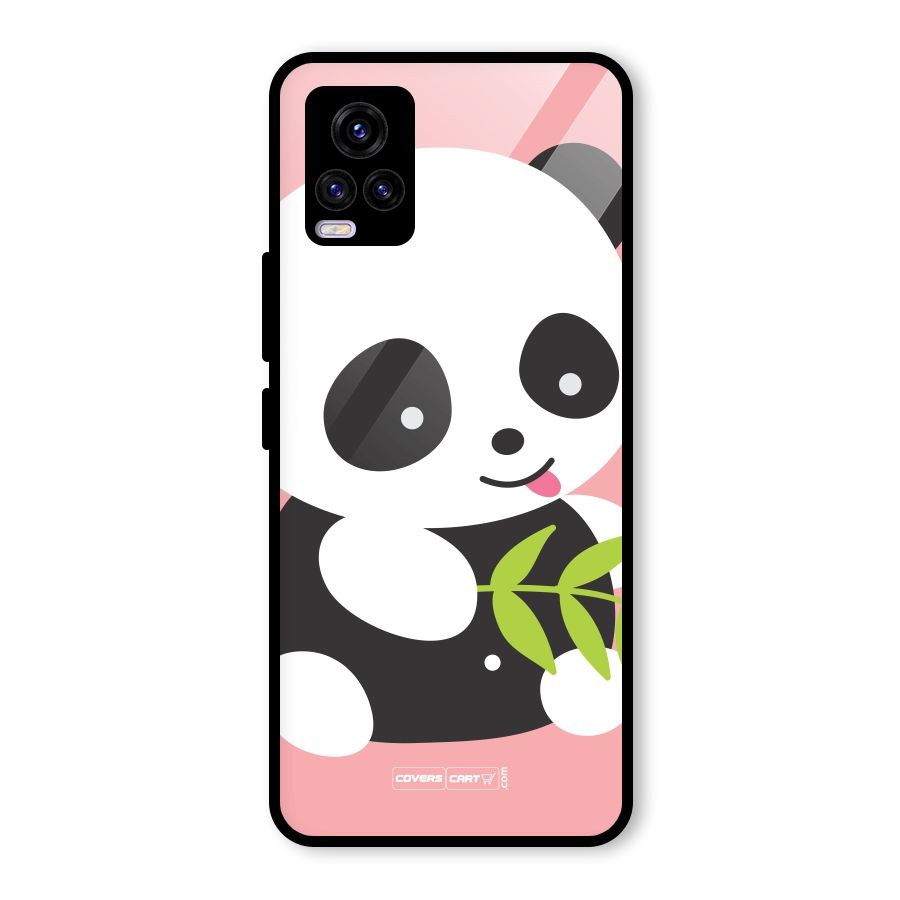 Cute Panda Pink Glass Back Case for Vivo V20 2021