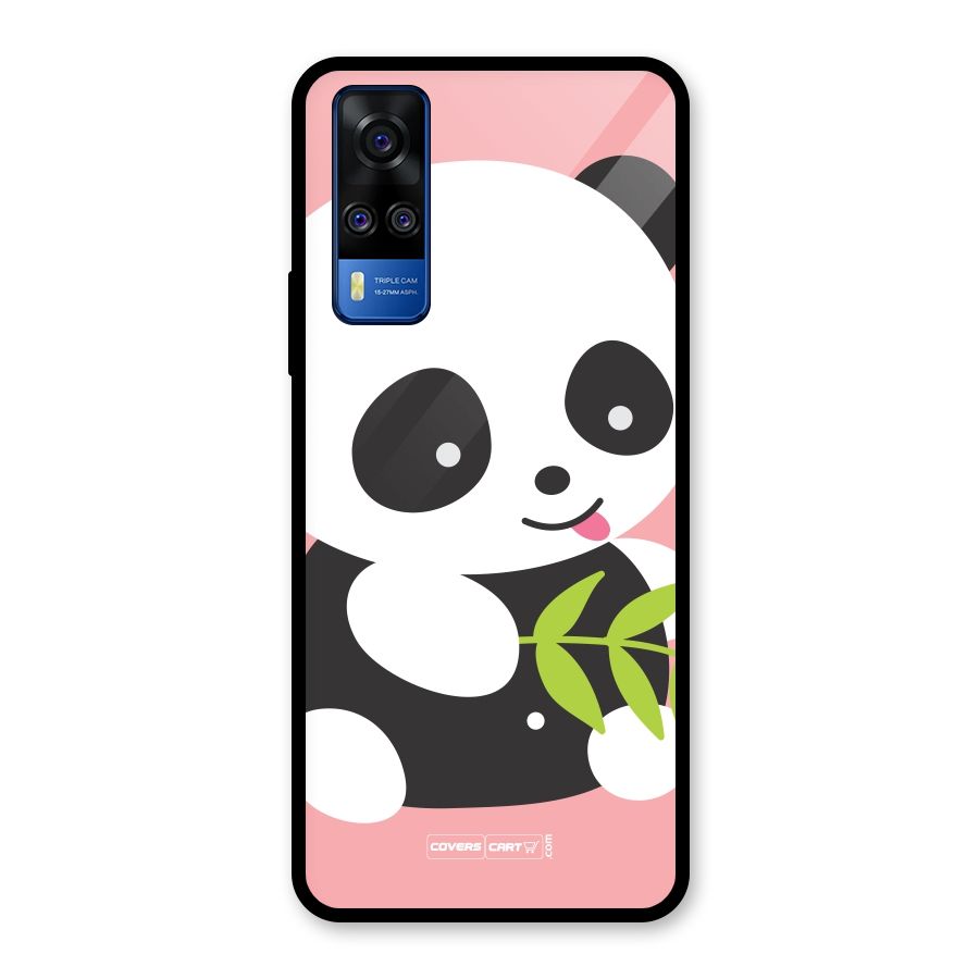 Cute Panda Pink Glass Back Case for Vivo Y31