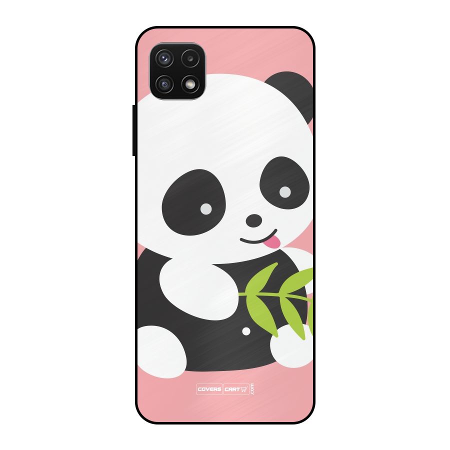 Cute Panda Pink Metal Back Case for Galaxy A22 5G