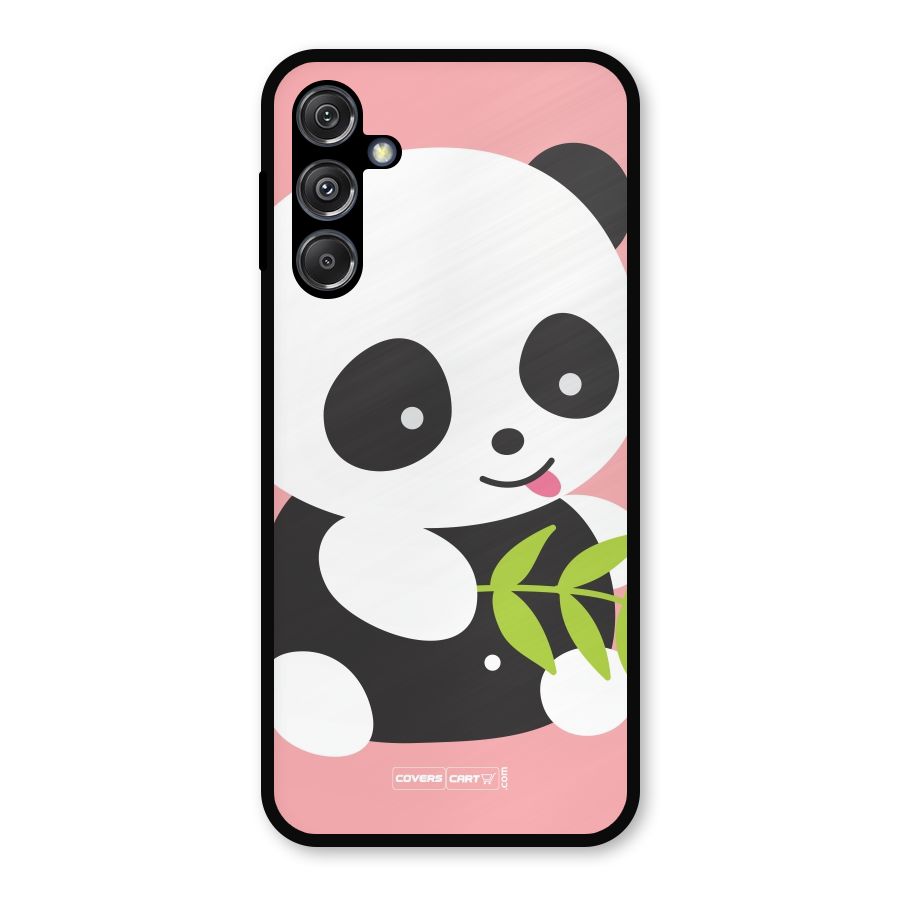 Cute Panda Pink Metal Back Case for Galaxy M34 5G