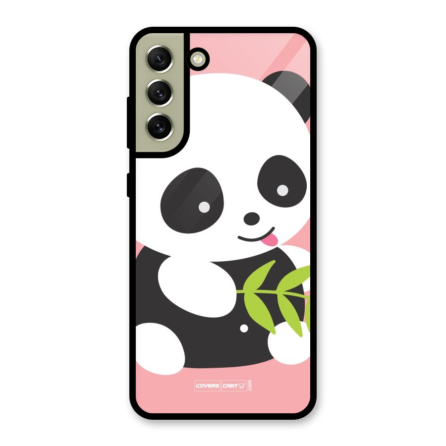 Cute Panda Pink Metal Back Case for Galaxy S21 FE 5G (2023)