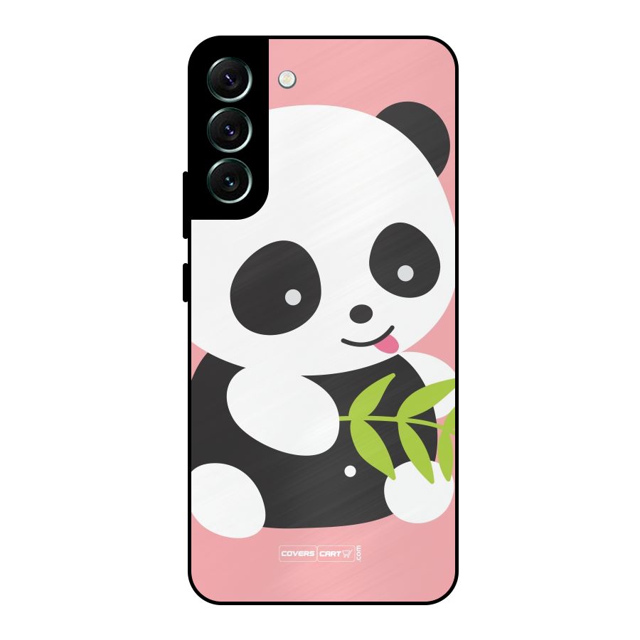 Cute Panda Pink Metal Back Case for Galaxy S22 Plus 5G
