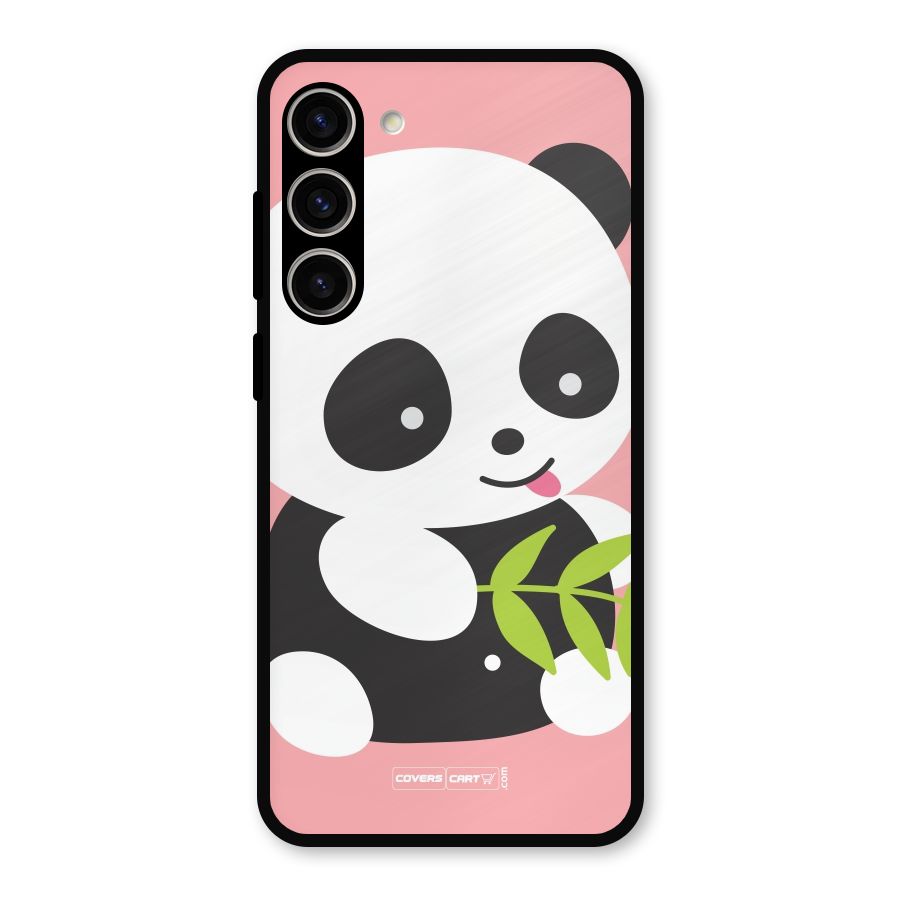 Cute Panda Pink Metal Back Case for Galaxy S23 Plus