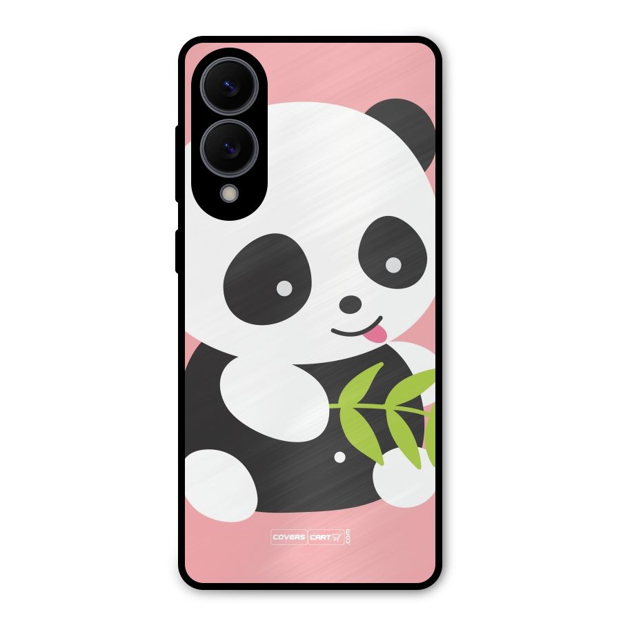 Cute Panda Pink Metal Back Case for Galaxy S25 Edge