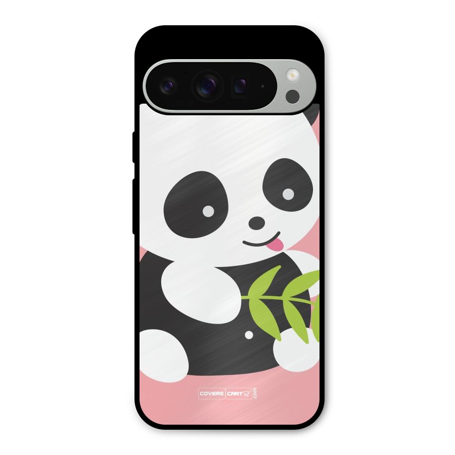 Cute Panda Pink Metal Back Case for Google Pixel 9 Pro XL
