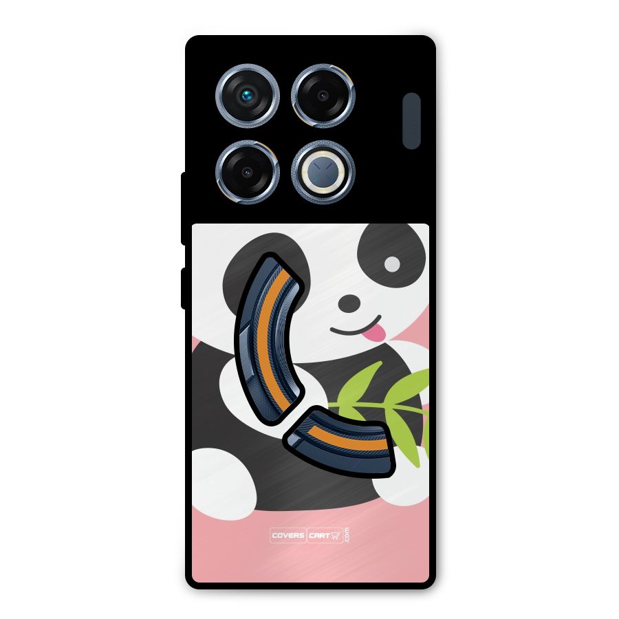 Cute Panda Pink Metal Back Case for Infinix GT 20 Pro