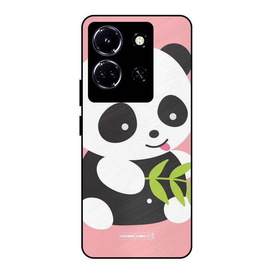 Cute Panda Pink Metal Back Case for Infinix Note 30 5G