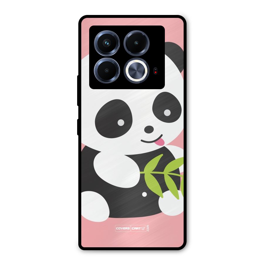 Cute Panda Pink Metal Back Case for Infinix Note 40 5G