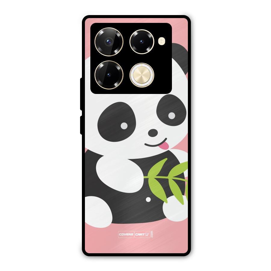 Cute Panda Pink Metal Back Case for Infinix Note 40 Pro