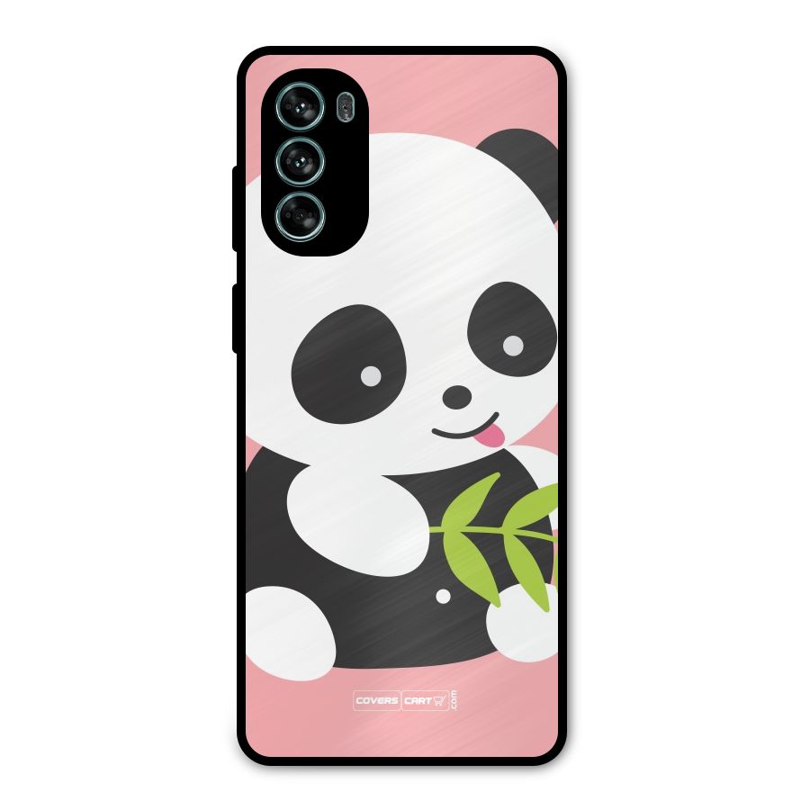 Cute Panda Pink Metal Back Case for Moto G62