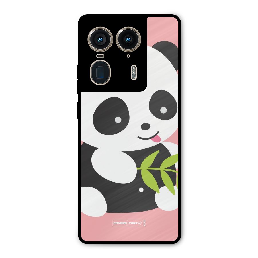 Cute Panda Pink Metal Back Case for Motorola Edge 50 Ultra