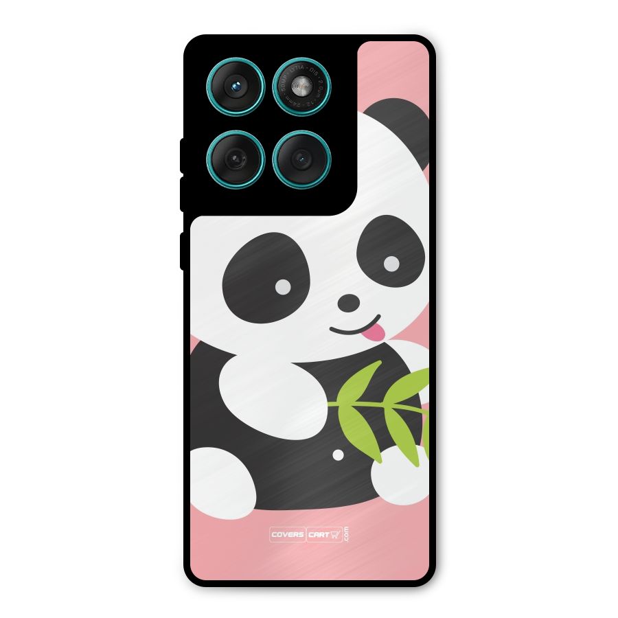 Cute Panda Pink Metal Back Case for Motorola Edge 60 Fusion