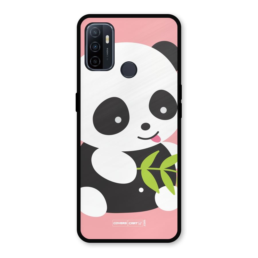 Cute Panda Pink Metal Back Case for Oppo A53