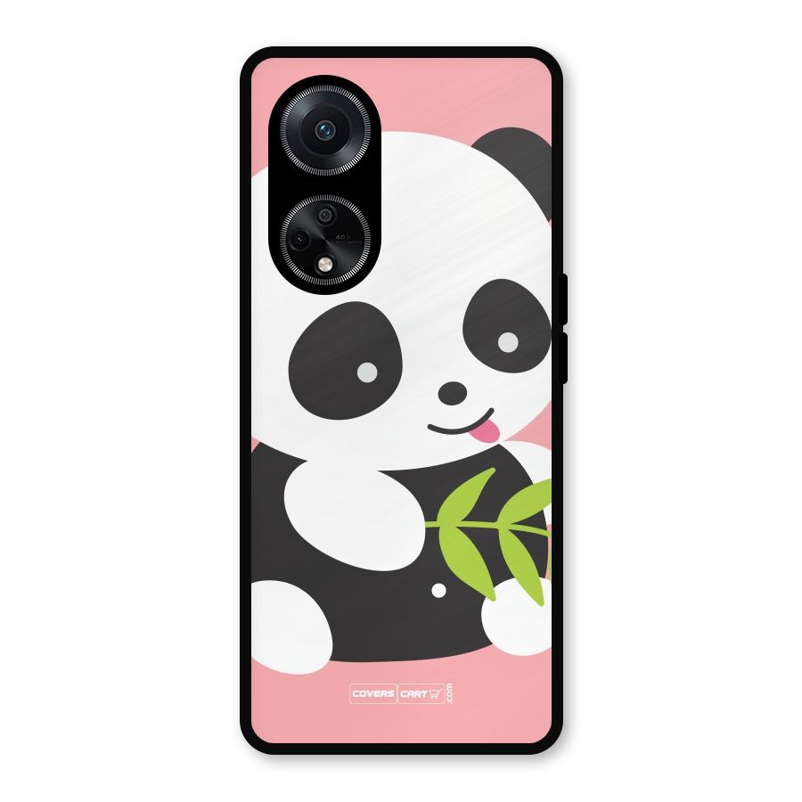 Cute Panda Pink Metal Back Case for Oppo F23
