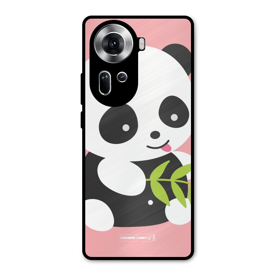 Cute Panda Pink Metal Back Case for Oppo Reno11 5G