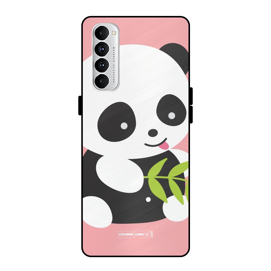 Cute Panda Pink Metal Back Case for Oppo Reno4 Pro