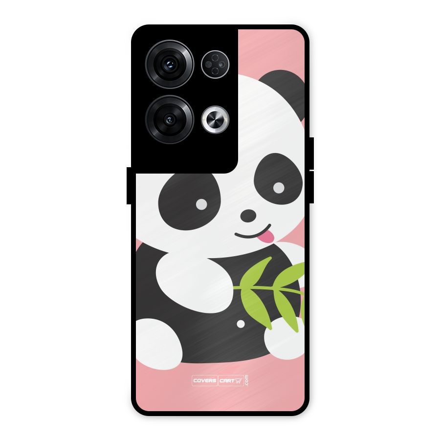 Cute Panda Pink Metal Back Case for Oppo Reno8 Pro 5G