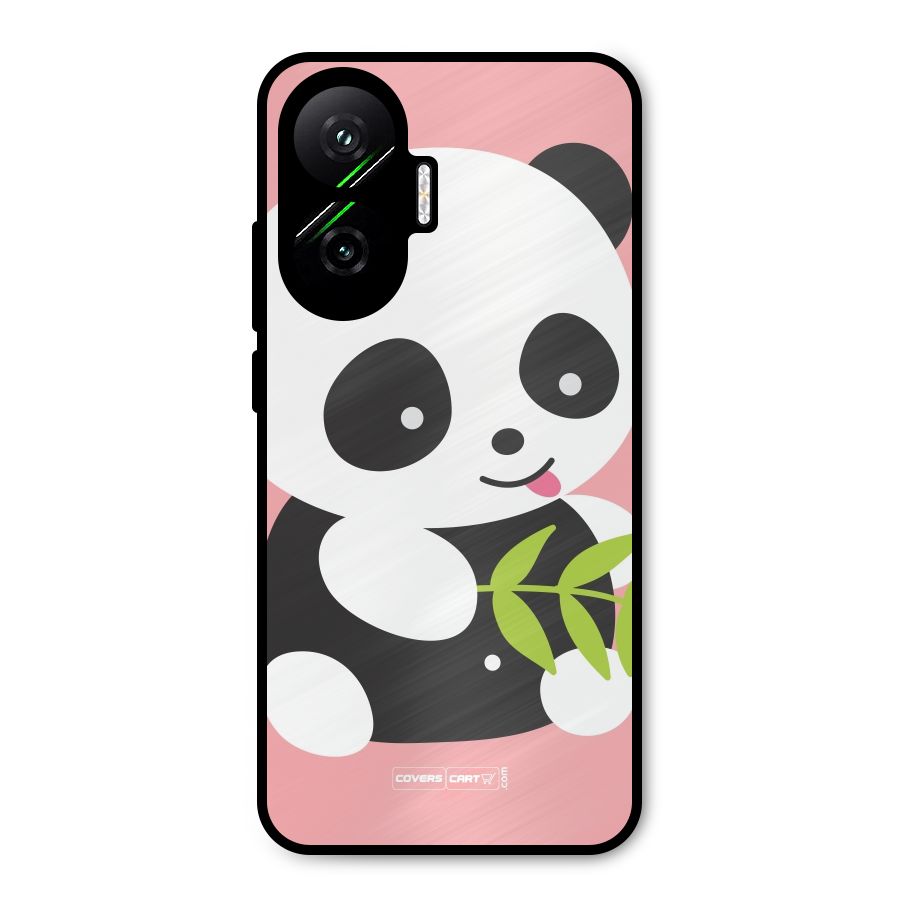 Cute Panda Pink Metal Back Case for Poco F7