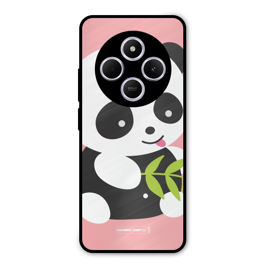 Cute Panda Pink Metal Back Case for Poco M7