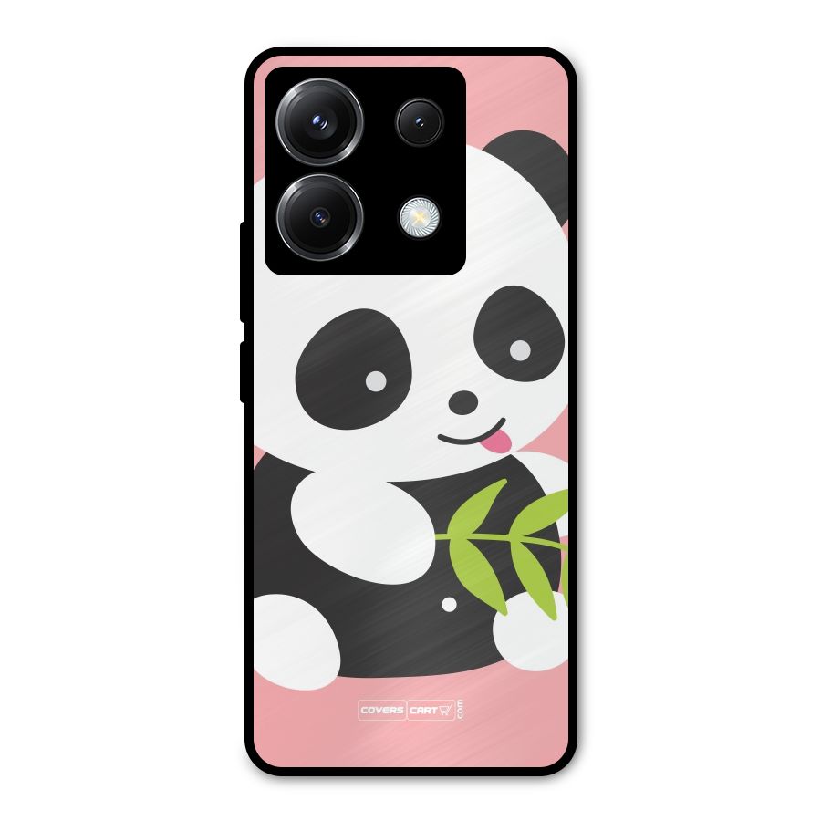 Cute Panda Pink Metal Back Case for Poco X6