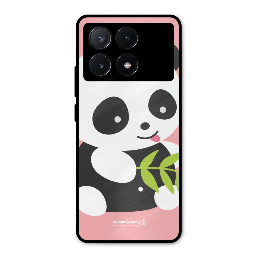 Cute Panda Pink Metal Back Case for Poco X6 Pro