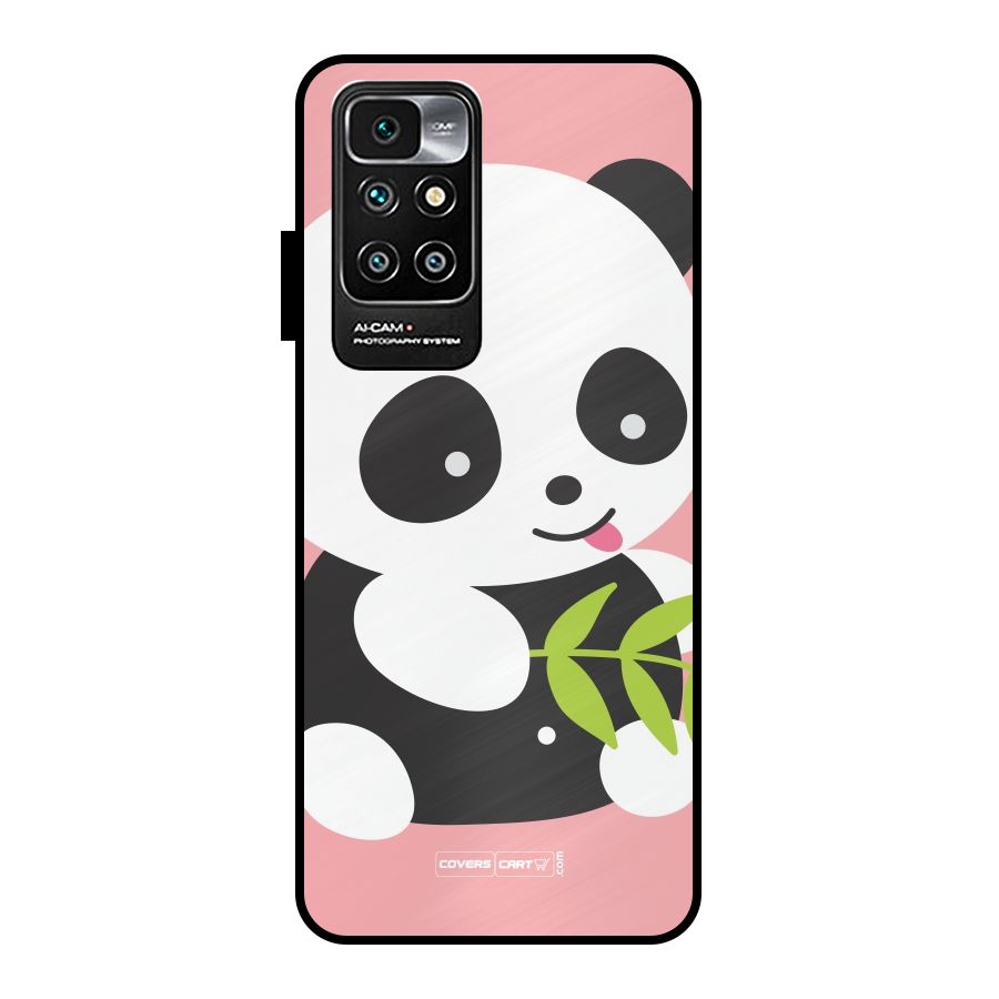 Cute Panda Pink Metal Back Case for Redmi 10 Prime