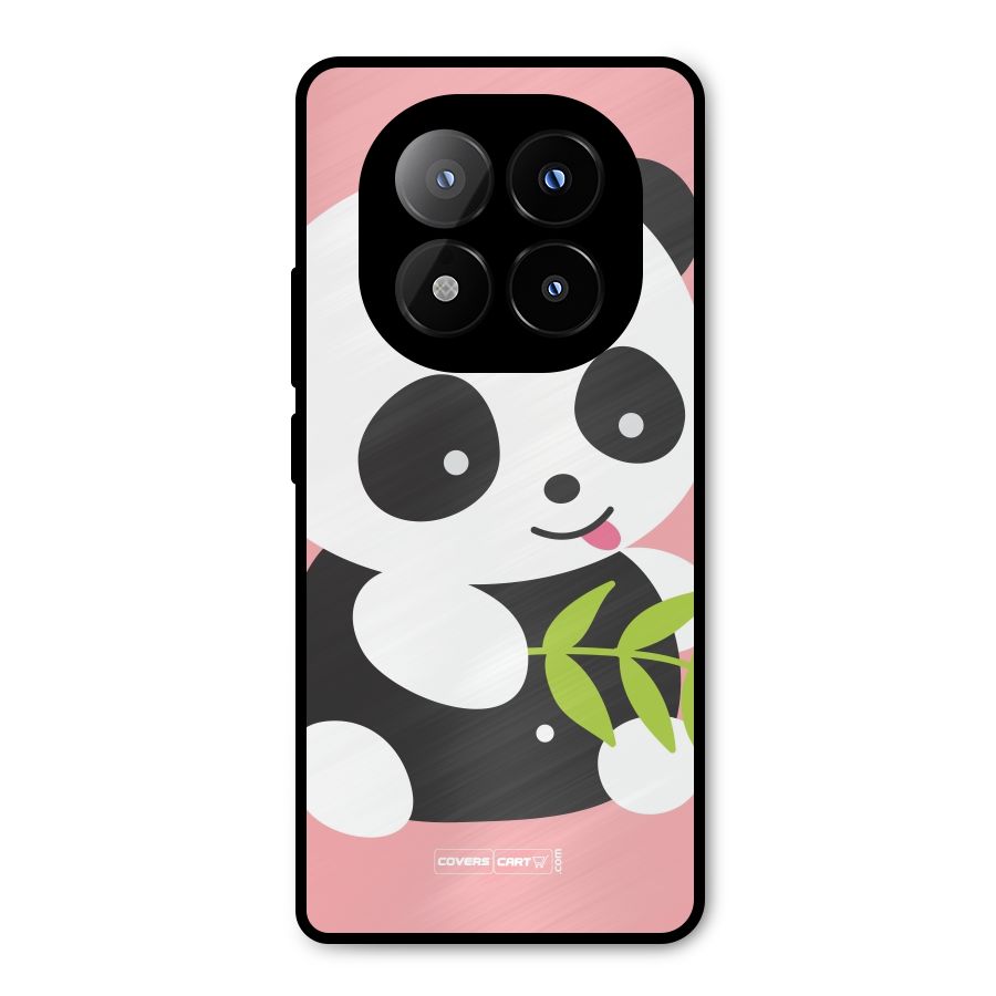Cute Panda Pink Metal Back Case for Redmi Note 14 Pro Plus 5G
