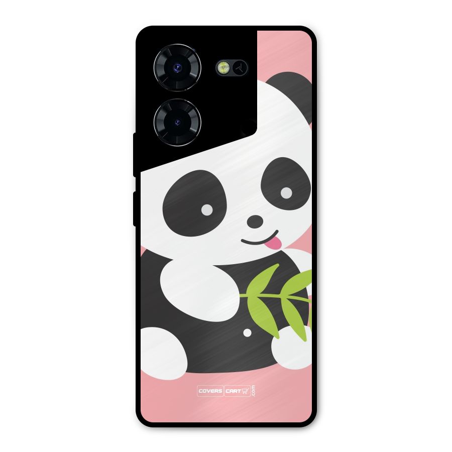Cute Panda Pink Metal Back Case for Tecno Pova 5 Pro 5G
