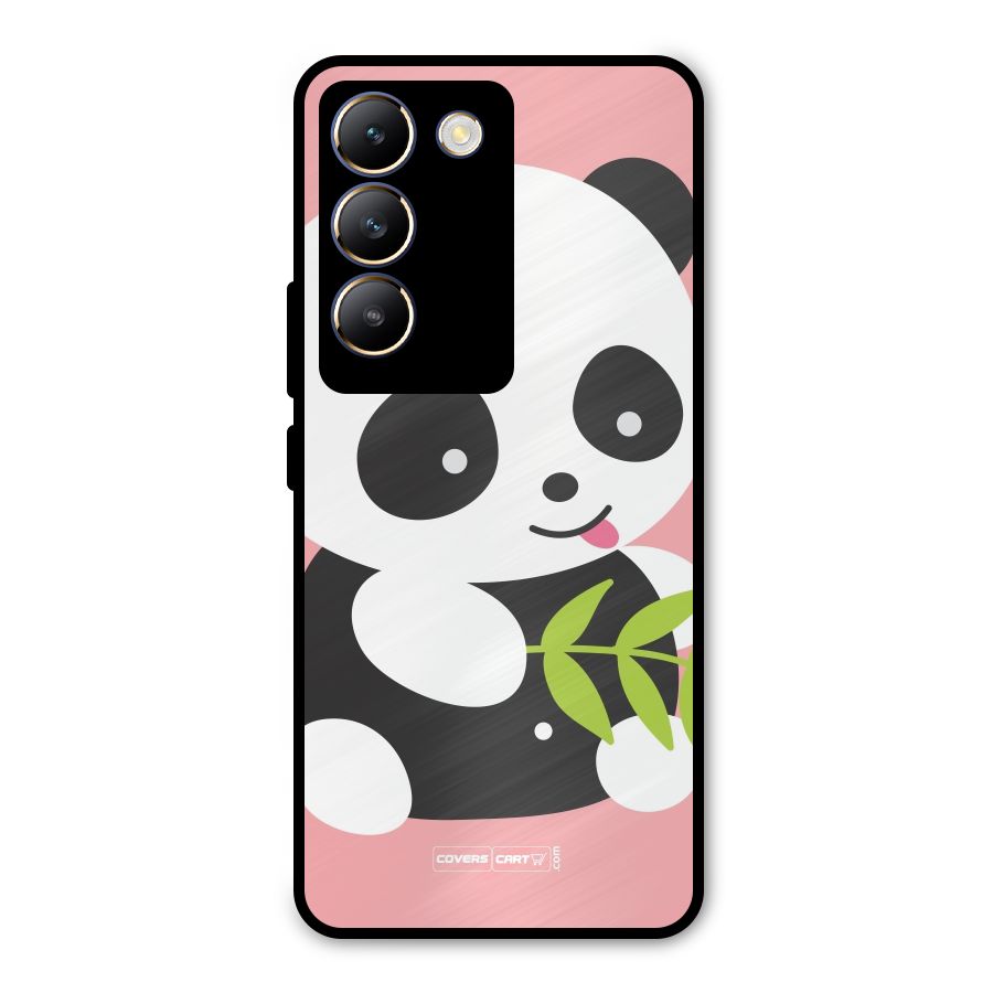 Cute Panda Pink Metal Back Case for Vivo T3 5G