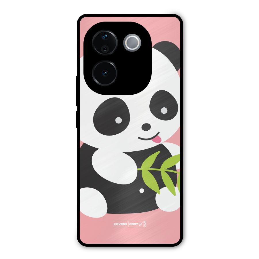 Cute Panda Pink Metal Back Case for Vivo T3 Pro
