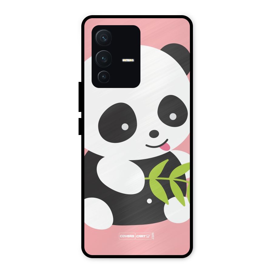 Cute Panda Pink Metal Back Case for Vivo V23 5G