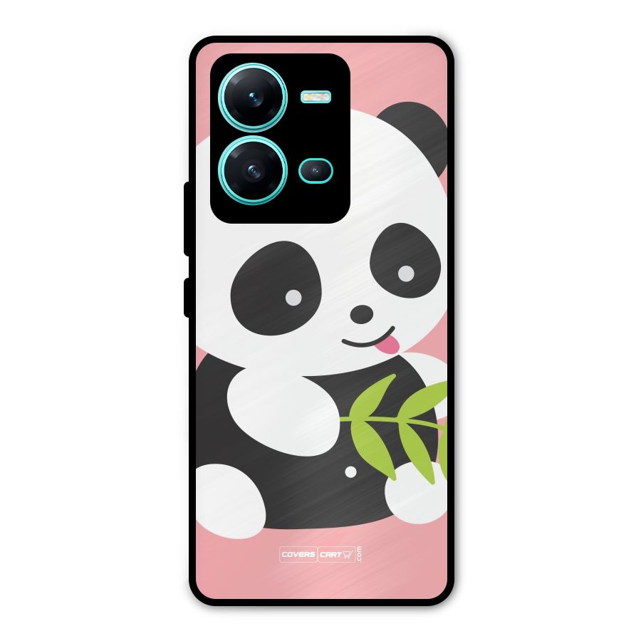Cute Panda Pink Metal Back Case for Vivo V25