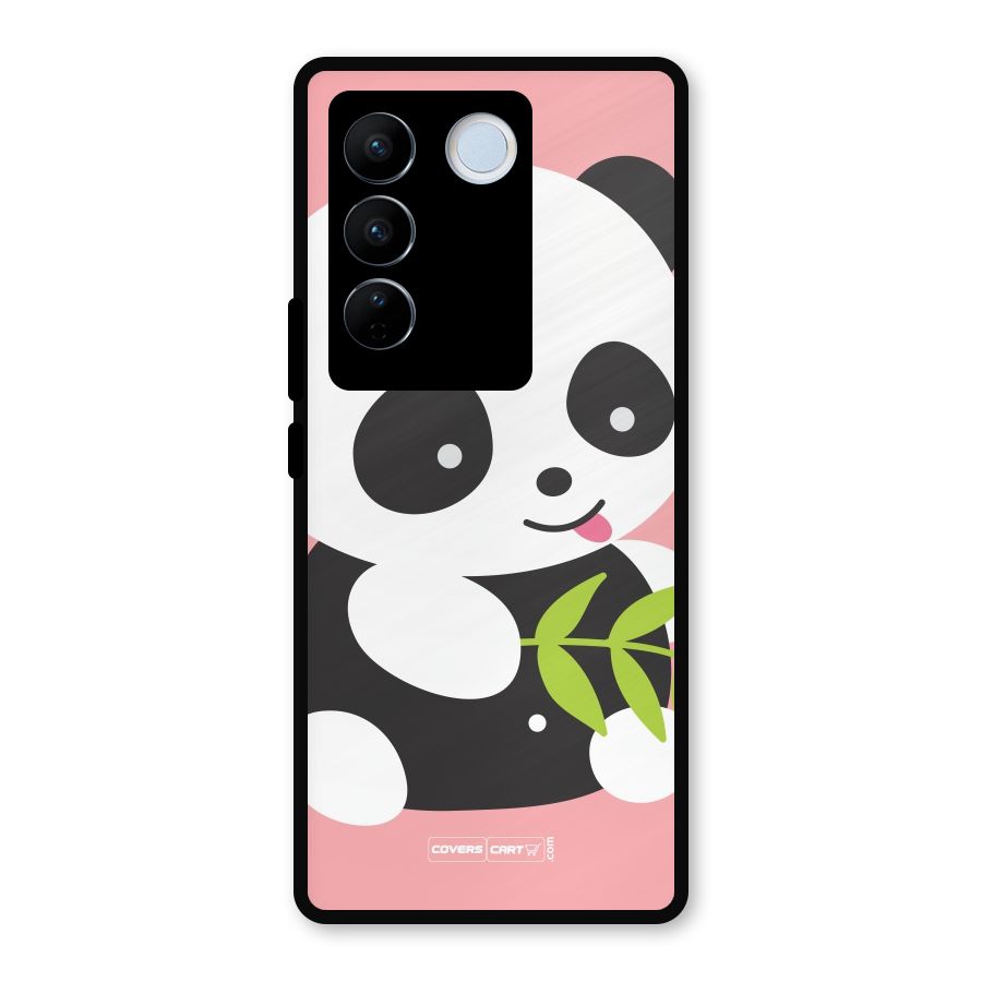 Cute Panda Pink Metal Back Case for Vivo V27